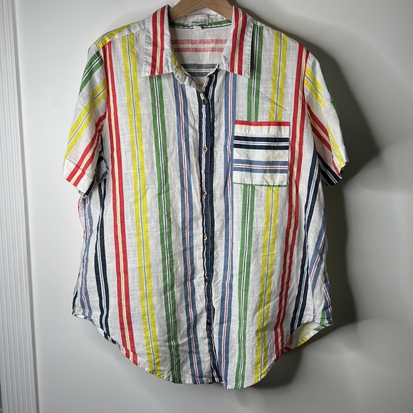 Westport Tops - 42• Westport Stripes Pocket Button Down Cotton Multi-color Women XL